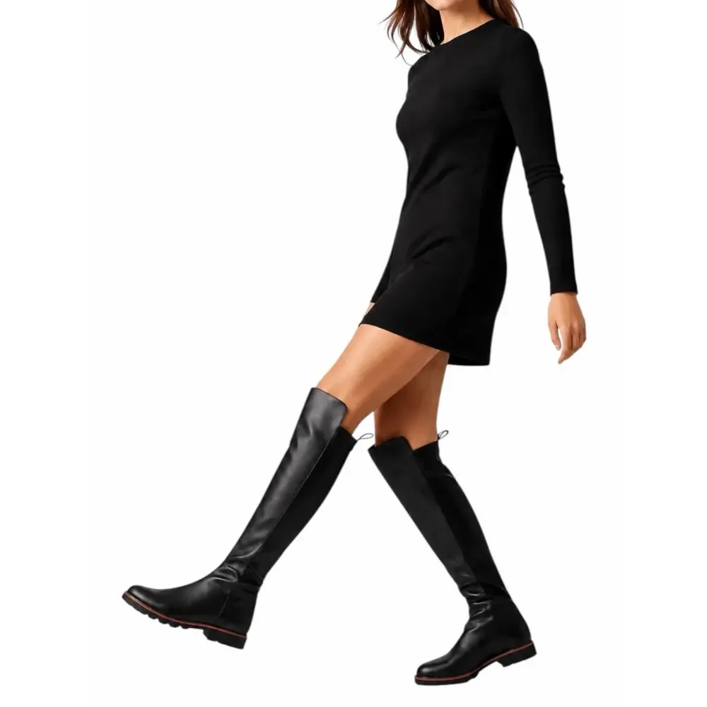 Stuart Weitzman Over the Knee Adrina City Boots Black Leather Size 10.5